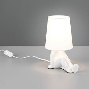 Reality Leuchten Stolní lampa Huma, bílá, výška 25 cm, textil/keramika, E14, Bílá / opál, Obývací pokoj / jídelna, Keramika, Young lifestyle