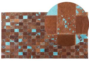 Hnědý kožený patchwork koberec 80x150 cm ALIAGA