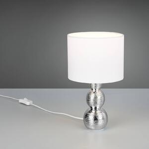 Reality Leuchten Stolní lampa Lova, bílá/stříbrná, výška 29 cm, sklo/keramika E27, Bílá / opál, Obývací pokoj / jídelna, Keramika