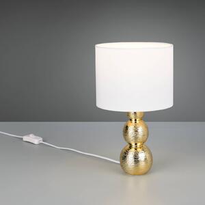 Reality Leuchten Stolní lampa Lova, bílá/zlatá, výška 29 cm, sklo/keramika, E27, Bílá / opál, Obývací pokoj / jídelna, Keramika