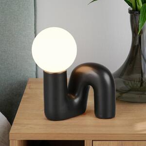 Reality Leuchten Stolní lampa Quinn, černá, výška 22 cm, keramika/sklo, G9, Černá, Obývací pokoj / jídelna, Keramika, Young lifestyle