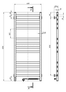 Koupelnový žebříkový radiátor s termostatem AVANGARD 227W 120x48cm bílá pravá