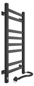 Elektrický sušák na ručníky s termostatem AVANGARD 105W 80x36 cm černá pravá