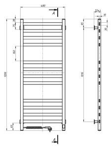 Koupelnový žebříkový radiátor s termostatem AVANGARD 227W 120x48cm bílá levá