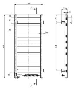 Elektrický sušák na ručníky s termostatem AVANGARD 105W 80x36 cm bílá pravá