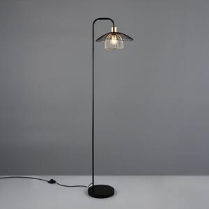Reality Leuchten Stojací lampa Lauris, matná černá, výška 155 cm, kov, E27, Černá, Obývací pokoj / jídelna, kov, Moderní, stojací lampa