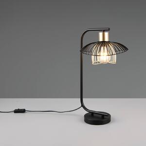 Reality Leuchten Stolní lampa Lauris, matná černá, výška 44 cm, kov, E27, Černá, Obývací pokoj / jídelna, kov, Moderní