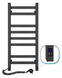 Elektrický sušák na ručníky s termostatem AVANGARD 105W 80x36 cm černá levá