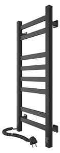Elektrický sušák na ručníky s termostatem AVANGARD 105W 80x36 cm černá levá
