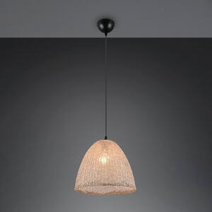 Reality Leuchten Závěsné světlo Kibito, krémové, Ø 32 cm, textil, E27, stmívatelný, Krémová / jantar, Obývací pokoj / jídelna, Textil / tkanina / hedvábí
