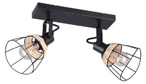 Reality Leuchten Stropní světlo Jerome, délka 36 cm, 2ramenné, matný černý kov, stmívatelný, Černá, Obývací pokoj / jídelna, kov, Moderní, Stropní svítidlo