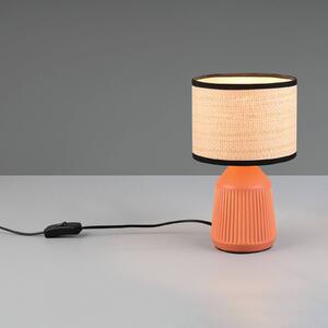 Reality Leuchten Stolní lampa Formentera, terakota/béžová, 27 cm keramika/papír, Hnědá / rez, Obývací pokoj / jídelna, Keramika