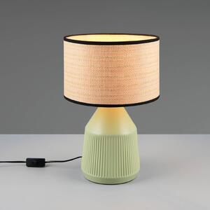 Reality Leuchten Stolní lampa Formentera, zelená/béžová, výška 43 cm Keramika/papír, Zelená, Obývací pokoj / jídelna, Keramika