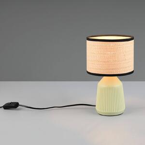 Reality Leuchten Stolní lampa Formentera, zelená/béžová, výška 27 cm Keramika/papír, Zelená, Obývací pokoj / jídelna, Keramika