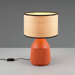 Reality Leuchten Stolní lampa Formentera, terakota/béžová 43 cm keramika/papír, Hnědá / rez, Obývací pokoj / jídelna, Keramika