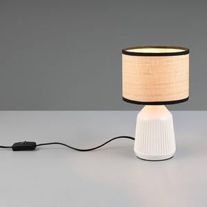Reality Leuchten Stolní lampa Formentera, bílá/béžová, výška 27 cm Keramika/papír, Bílá / opál, Obývací pokoj / jídelna, Keramika