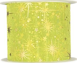 Stuha vánoční organzová ORGANDY STARS zelená 60mm x 3m (13,-Kč/m)