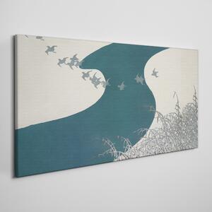 Obraz na plátně Obraz na plátně Zimní řeka Sněhové ptáky