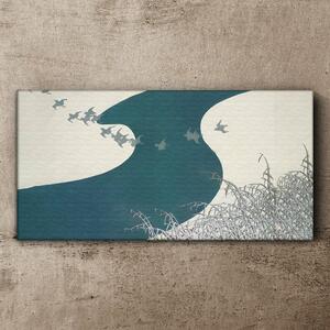 Obraz na plátně Obraz na plátně Zimní řeka Sněhové ptáky