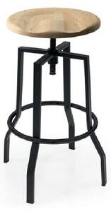 Connubia Barová židle industriální Rocket, v.sedu 66-81 cm, CB1960 Podnoží: Matný černý lak (kov), Sedák: Dřevo masiv - přírodní dub