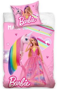 CARBOTEX Dětské povlečení Barbie a Duhový Jednorožec 140x200/70x90 cm
