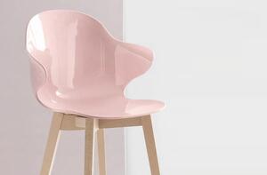 Calligaris Barová židle Saint Tropez, dřevo, plast, v.80 cm, CS1882 Podnoží: Bělený buk (dřevo), Sedák: Plast netransparentní lesklý - Optic white (bílá)