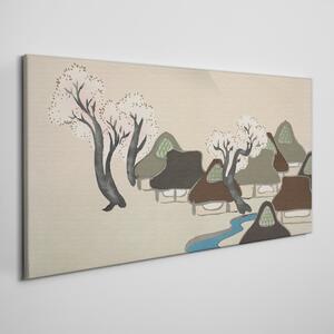 Obraz na plátně Obraz na plátně Asie vesnice stromy