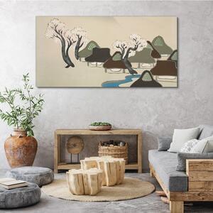 Obraz na plátně Obraz na plátně Asie vesnice stromy
