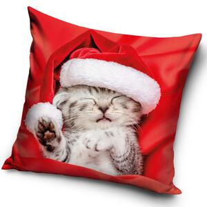 Vánoční polštářek Mourovaté koťátko 40x40 cm