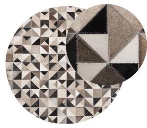Šedobéžový kožený koberec ⌀ 140 cm KIRKLAR