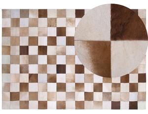 Kožený koberec hnědý s béžovou 160 x 230 cm SOLMAZ