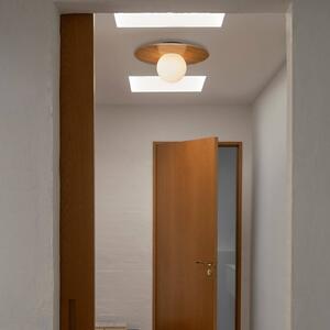 Stropní světlo Siona, dřevěný dekor, kov, IP44, E27