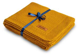 Sensillo Dětská deka do kočárku pletená 100% bavlna hořčice
