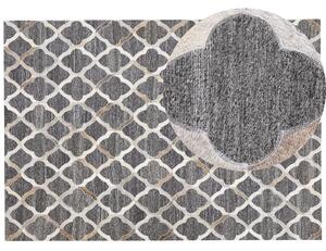 Kožený koberec v šedé a béžové barvě 160 x 230 cm ROLUNAY