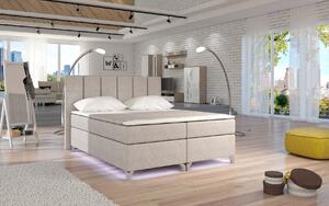 Luxusní box spring postel Brepoli + LED 180x200, béžová