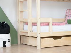 Patrová postel se dvěma lůžky ULURU z masivu - Nelakovaná, Zvolte šuplík: Přistýlka 90x180 cm (s roštem), Zvolte výšku: 162 cm