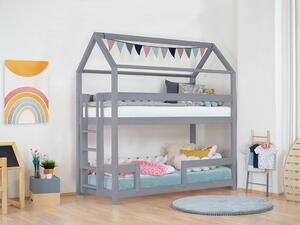 Domečková patrová postel MONTY pro dvě děti - Tmavě šedá, Výška: 222 cm