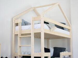 Benlemi Dřevěná patrová postel KILI ve tvaru domečku Velikost: 207, Barva: Bílá