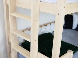 Dřevěná patrová postel KILI ve tvaru domečku - Nelakovaná, Zvolte šuplík: Bez šuplíku, Zvolte výšku: 227 cm