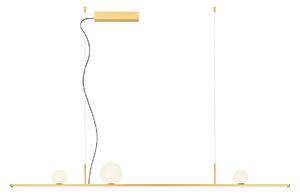 Redo Závěsné LED lineární svítidlo DUNE, 48W, š. 150 cm, CRI90, stmívatelné Barva: Zlatá-opalové sklo, Barva světla: 2700K
