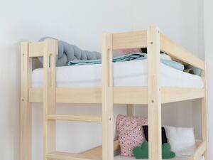 Patrová postel se dvěma lůžky ULURU z masivu - Nelakovaná, Zvolte šuplík: Bez šuplíku, Zvolte výšku: 142 cm