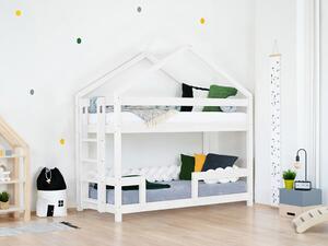 Benlemi Dřevěná patrová postel KILI ve tvaru domečku Velikost: 207, Barva: Bílá