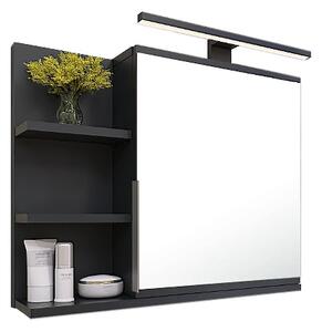 Koupelnová skříňka BETTER HOME matná černá závěsná se zrcadlem a LED