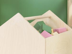 Dřevěný úložný box HOUSE ve tvaru domečku - Tyrkysová