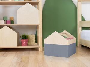 Benlemi Dřevěný úložný box HOUSE ve tvaru domečku Zvolte barvu: Šedá, pololakovaná