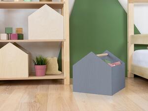 Benlemi Dřevěný úložný box HOUSE ve tvaru domečku Barva: Šedá
