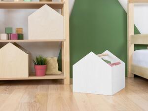 Dřevěný úložný box HOUSE ve tvaru domečku - Tyrkysová, pololakovaná