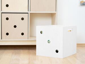 Benlemi Dřevěný úložný box DICE s čísly ve stylu hrací kostky Varianta: Trojka, Zvolte barvu: Bílá