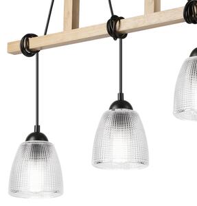 Lustr na lanku LEANDRA 3xE27/15W/230V dub/černá