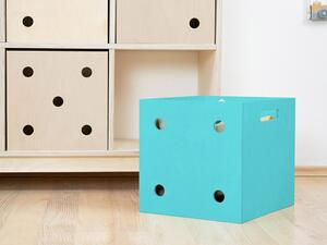 Benlemi Dřevěný úložný box DICE s čísly ve stylu hrací kostky Varianta: Čtyřka, Zvolte barvu: Tyrkysová